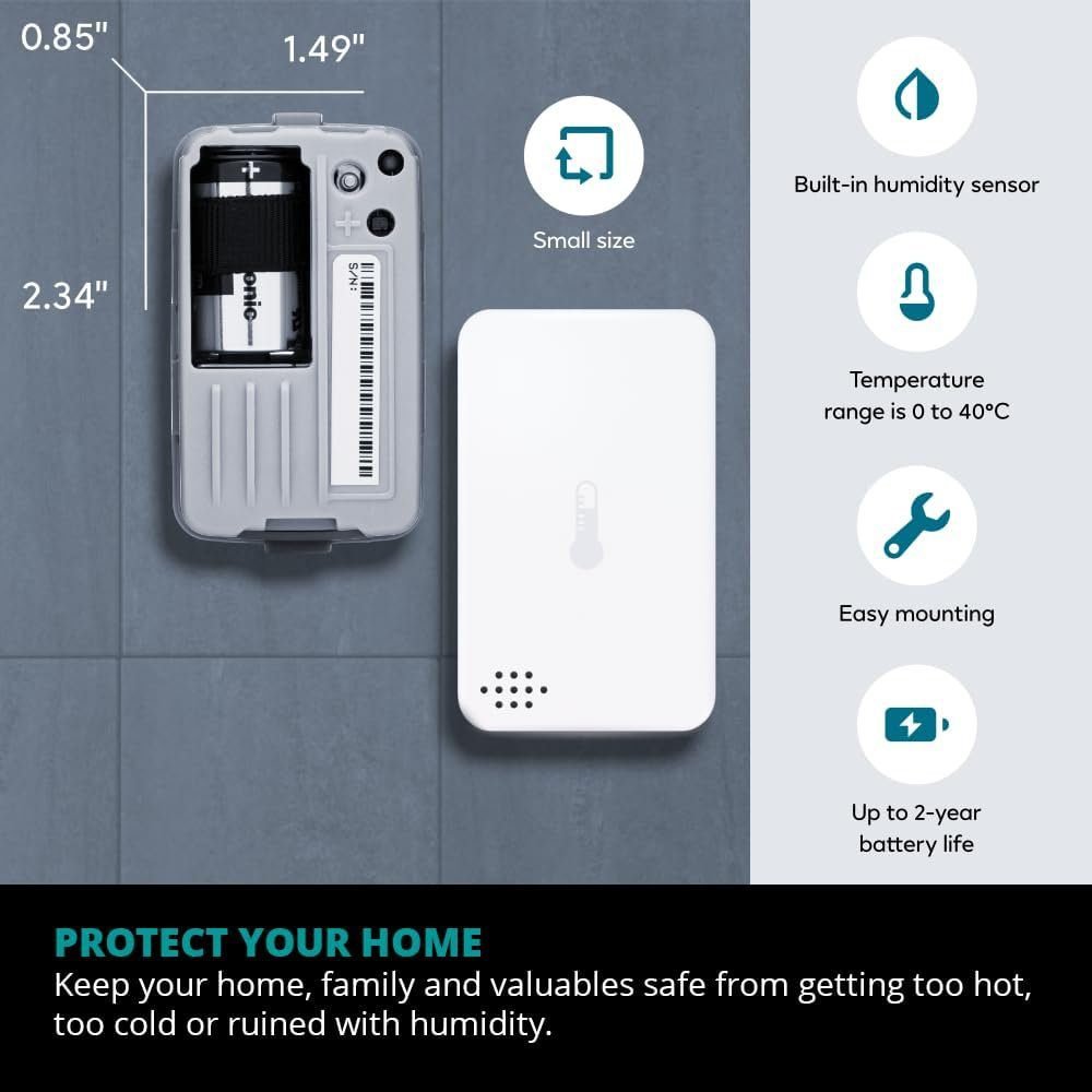 by Ezlo Water Sensor - Monitors Your Whole Home for Leaks - Detects Water Leaks in a Kitchen, Bathroom, Basement or Laundry Room - Zigbee