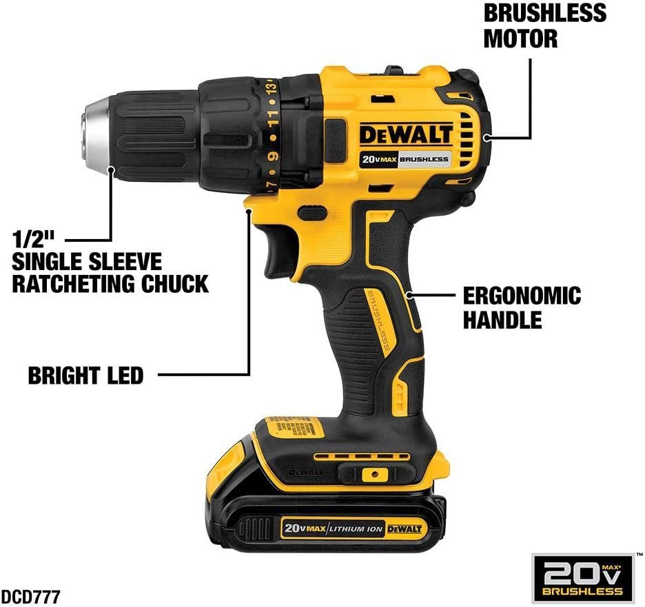 DEWALT 20V MAX Cordless Drill Driver, 1/2 Inch, 2 Speed, XR 2.0 Ah Battery and Charger Included (DCD777D1) DEWALT 20V MAX Cordless Drill Driver, 1/2 Inch, 2 Speed, XR 2.0 Ah Battery and Charger Included (DCD777D1)