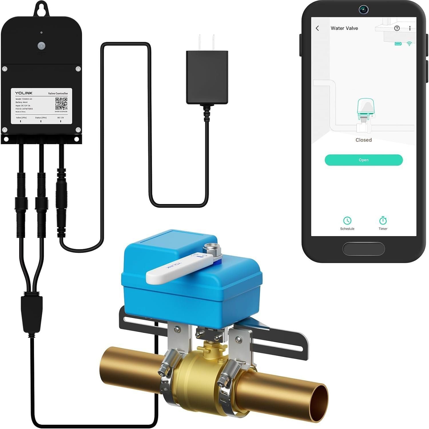 YoLink Smart Water Valve Controller, with Valve Operator, Easy No-Plumber DIY Installation, Remote Control, Compatible with Alexa/Google Assistant, IFTTT - YoLink Hub Required