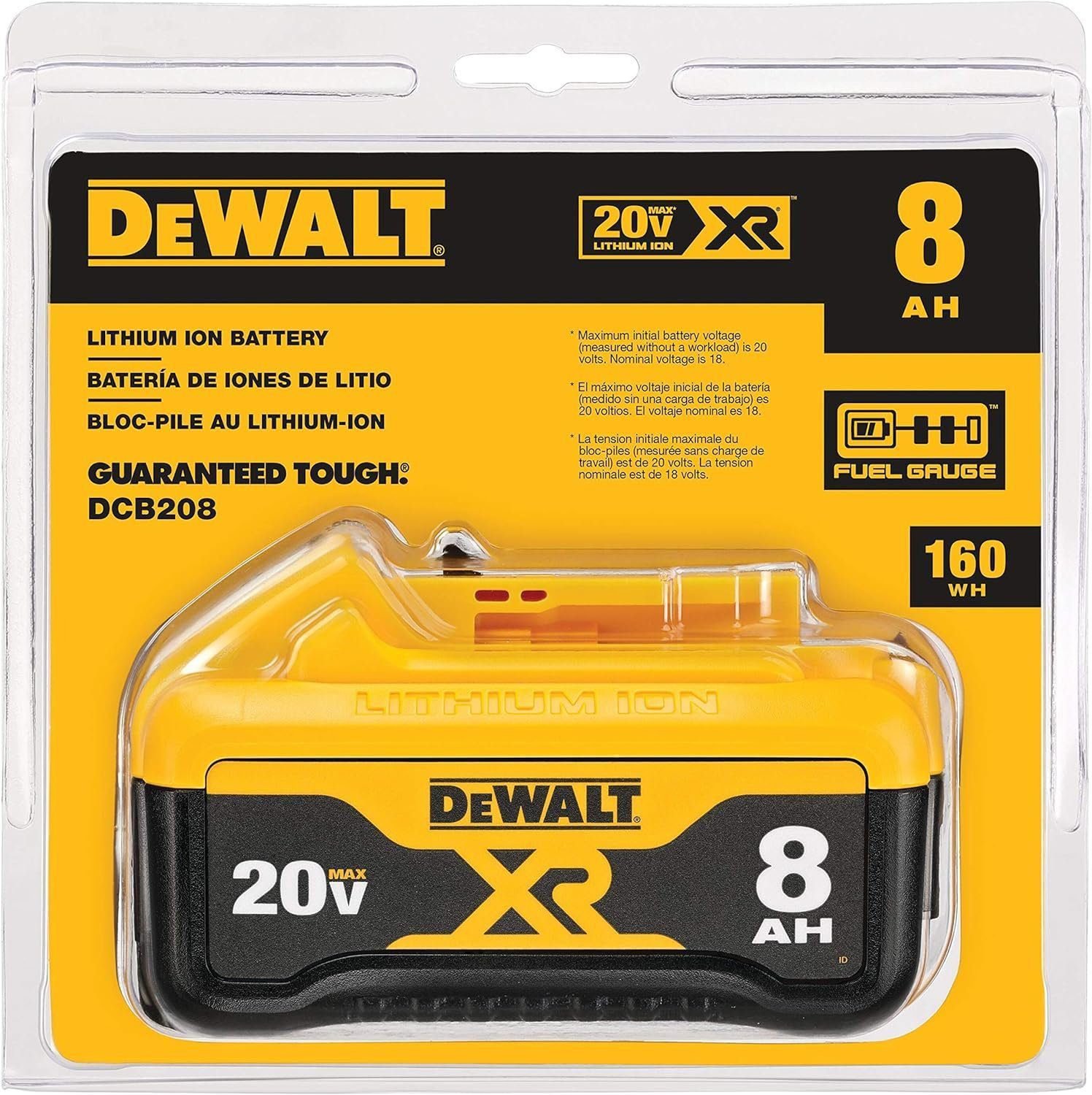 DEWALT 20V MAX Battery, Lithium Ion, 2 Ah and 4 Ah, 4-Pack, Fuel Gauge LED Charge Indicators (DCB324-4)