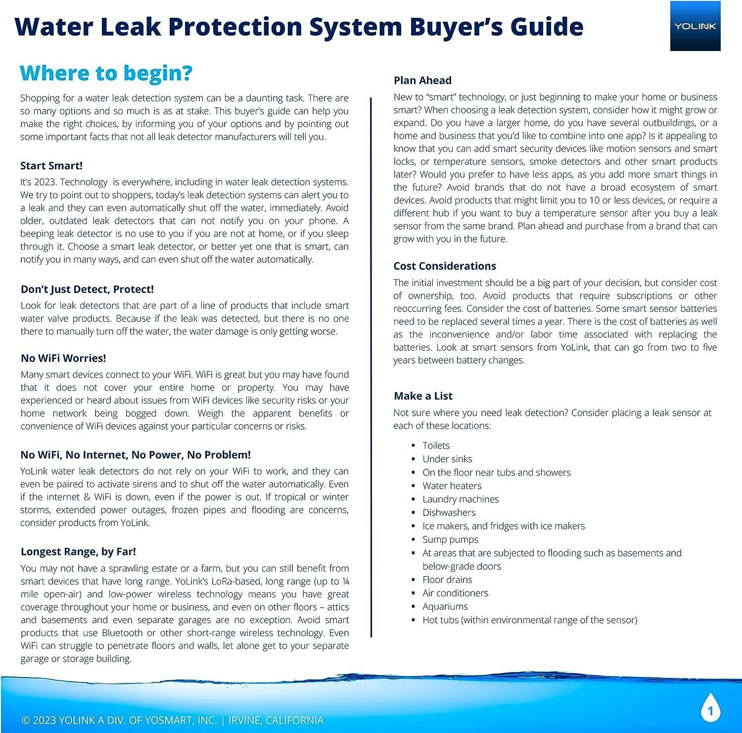 YoLink Water Leak Sensor 3-Pack, LoRa Up to 1/4 Mile Open-Air Range Smart Water Leak Flood Detector, SMS/Text, Email Push Notifications, w/Alexa, IFTTT, Home Assistant - YoLink Hub Required YoLink Water Leak Sensor 3-Pack, LoRa Up to 1/4 Mile Open-Air Range Smart Water Leak Flood Detector, SMS/Text, Email Push Notifications, w/Alexa, IFTTT, Home Assistant - YoLink Hub Required