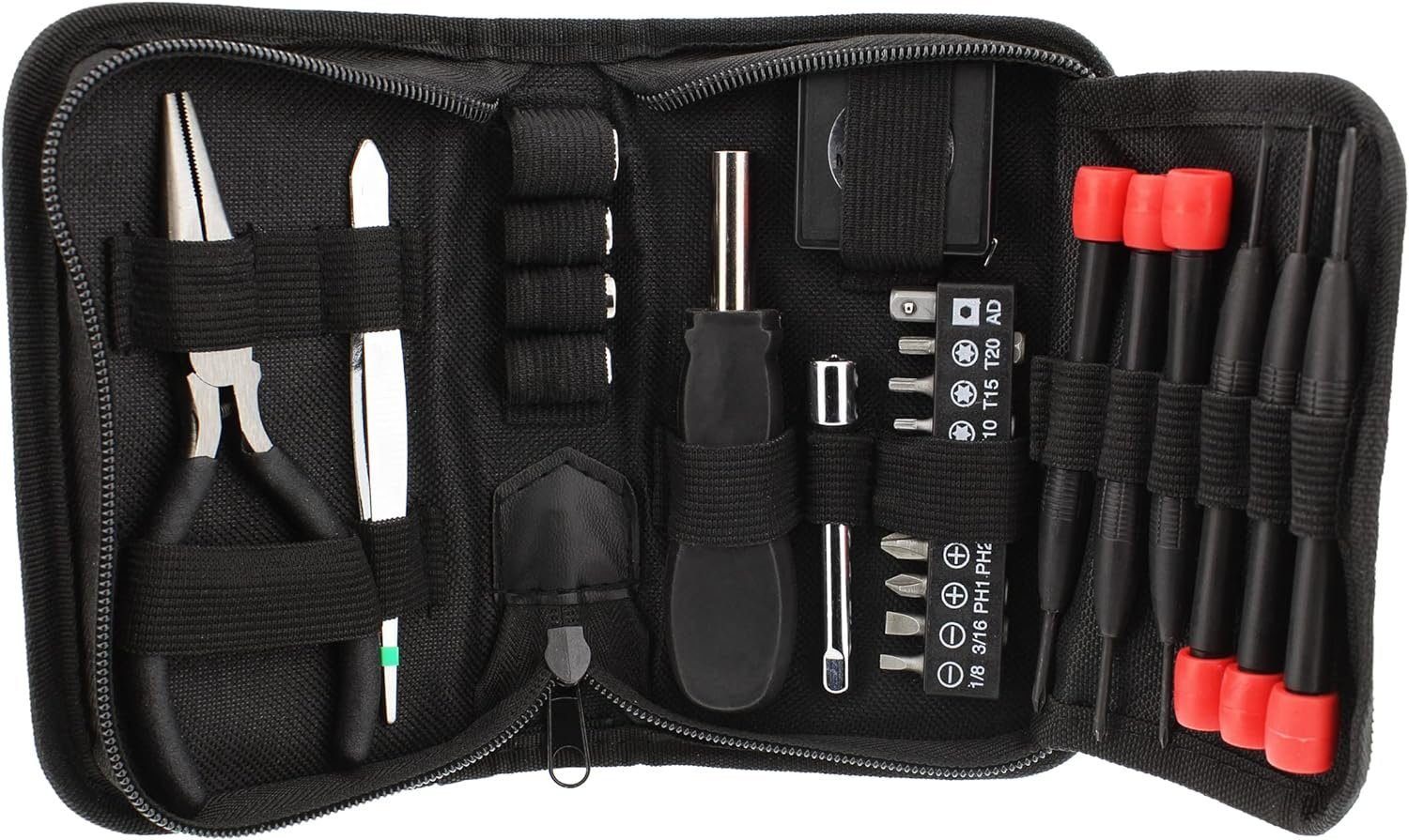 ABN 25-Piece Tri-Fold Mini Tool Set for Dorm, Travel, Office, Home Tool Kit with Case - Basic Tool Set for Home Repairs