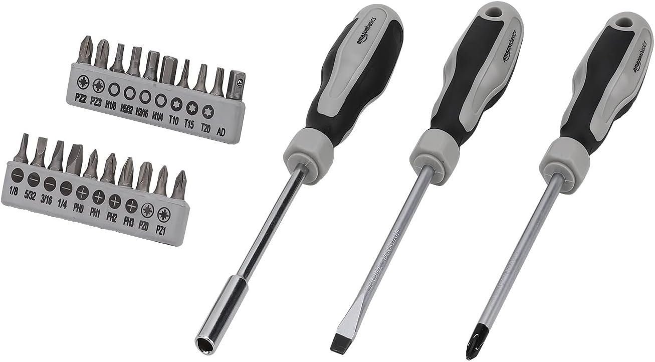 Amazon Basics 173-Piece General Household Home Repair and Mechanics Hand Tool Kit Set