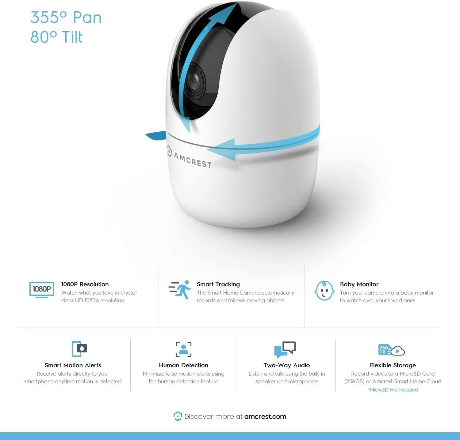 Amcrest 1080P WiFi Camera Indoor, Nanny Cam, Dog Camera, Sound  Baby Monitor, Human  Pet Detection, Motion-Tracking, 2.4Ghz Only, Pan/Tilt Wireless IP Camera, Night Vision, Smart Home ASH21-B Amcrest 1080P WiFi Camera Indoor, Nanny Cam, Dog Camera, Sound  Baby Monitor, Human  Pet Detection, Motion-Tracking, 2.4Ghz Only, Pan/Tilt Wireless IP Camera, Night Vision, Smart Home ASH21-B