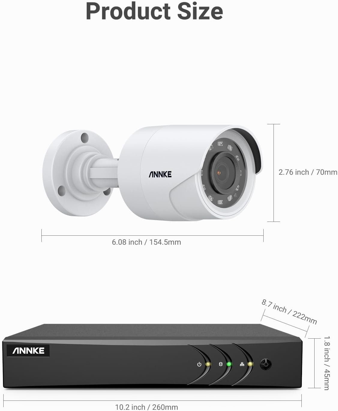 ANNKE 3K Lite Wired Security Camera System with AI Human/Vehicle Detection, H.265+ 8CH Surveillance DVR with 1TB Hard Drive and 8 x 1080p HD Outdoor CCTV Camera, 100 ft Night Vision, Remote Access