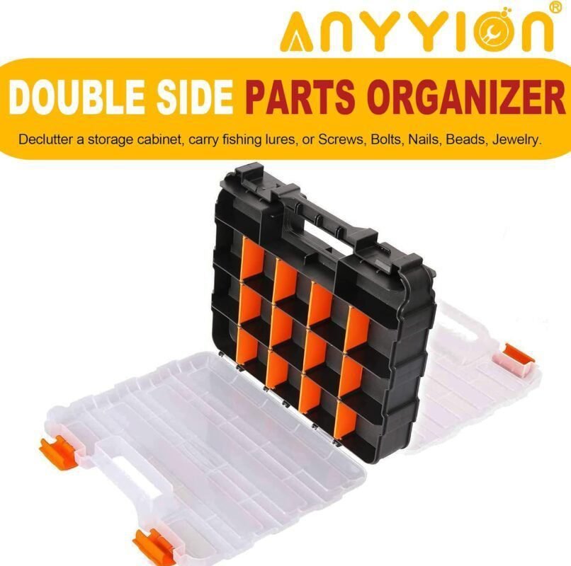 Anyyion Small Parts Organizer, 34-Compartments Double Side parts organizer with Removable Dividers for Hardware, Screws, Bolts, Nails, Beads, Jewelry  More by Stalwart