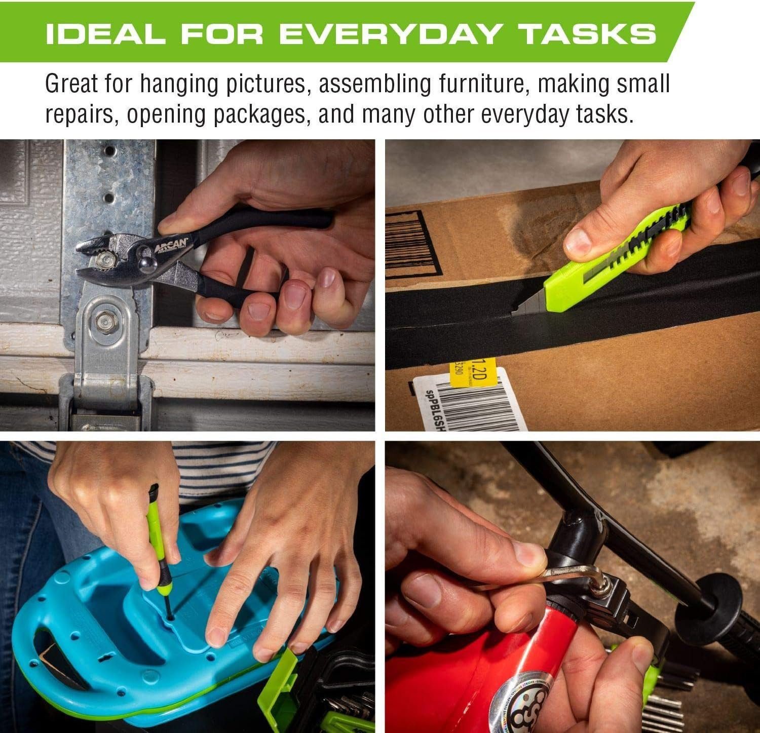 ARCAN TOOLS 39-Piece Home Hand Tool Kit for Household Repairs, Home, Office, Apartments, Dormitories with Storage Case (ATS39PC)