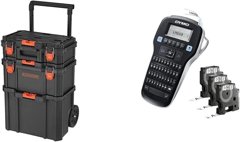 beyond by BLACK+DECKER BLACK+DECKER BDST60500APB Stackable Storage System - 3 Piece Set (Small, Deep Toolbox, and Rolling Tote)