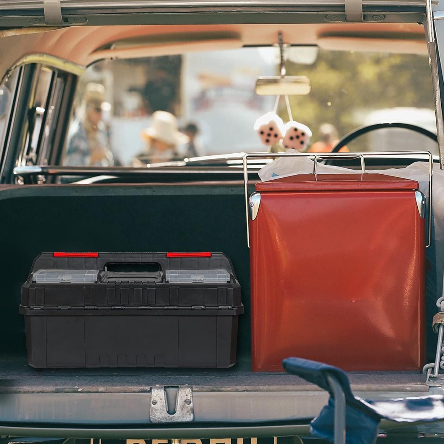 BIG RED AZ500R Torin Double Folding Multi-Function Portable Plastic Storage Tool Box with Removable Sheets, Organizer Tray and Clear Lid - Black/Red BIG RED AZ500R Torin Double Folding Multi-Function Portable Plastic Storage Tool Box with Removable Sheets, Organizer Tray and Clear Lid - Black/Red