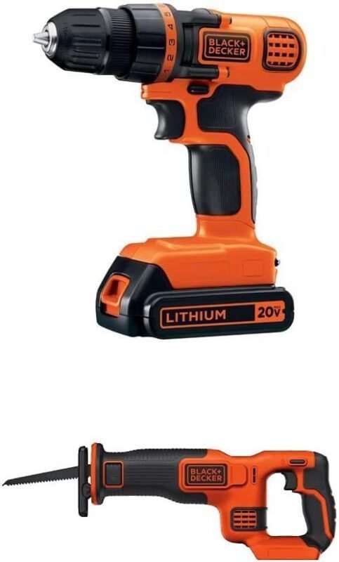BLACK+DECKER 20V MAX Cordless Drill and Driver, 3/8 Inch, With LED Work Light, Battery and Charger Included (LDX120C)