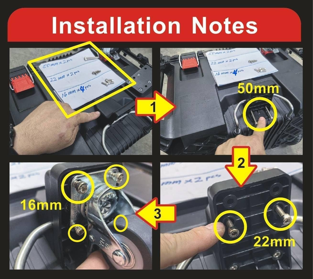 Casters Wheels for Milwaukee 48-22-8426 Tool Box, black
