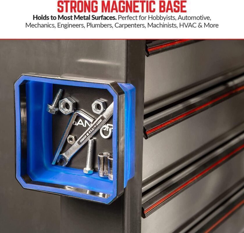 Collapsible Magnetic Parts Tray Set - (Pack of 3) Tool Trays for Screw, Bolts, Nuts, Washers, Pins and Other Small Metal Parts - 4.25 Inch Square - Red, Blue, and Green