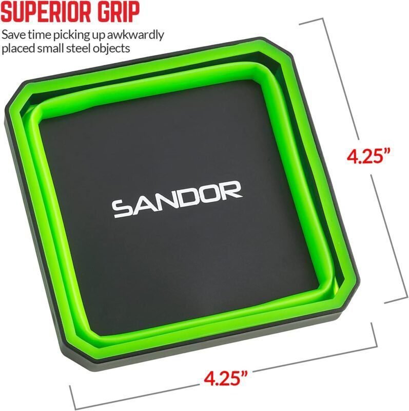 Collapsible Magnetic Parts Tray Set - (Pack of 3) Tool Trays for Screw, Bolts, Nuts, Washers, Pins and Other Small Metal Parts - 4.25 Inch Square - Red, Blue, and Green