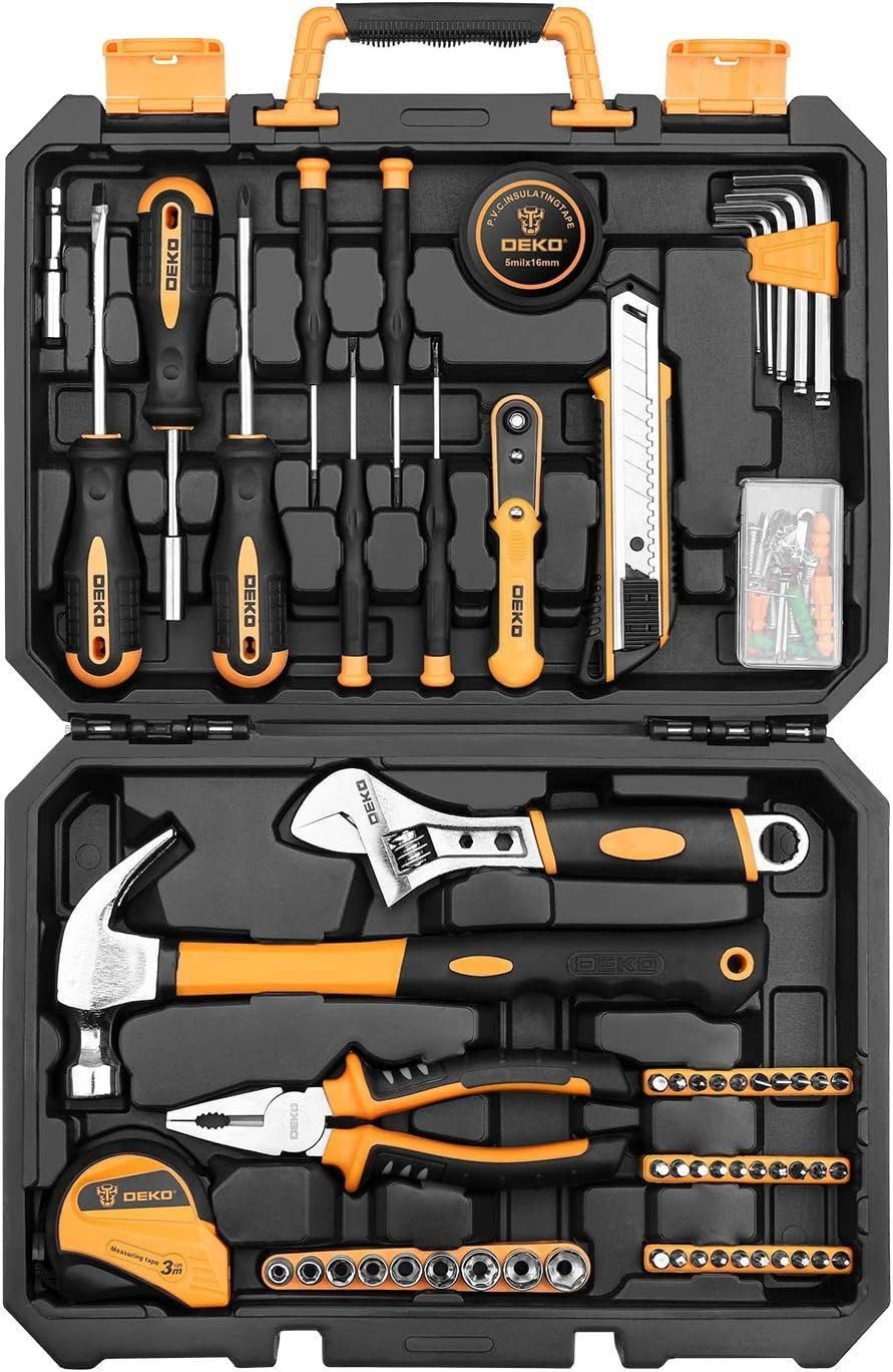 DEKOPRO 100 Piece Home Repair Tool Set,General Household Hand Tool Kit with Plastic Tool Box Storage DEKOPRO 100 Piece Home Repair Tool Set,General Household Hand Tool Kit with Plastic Tool Box Storage