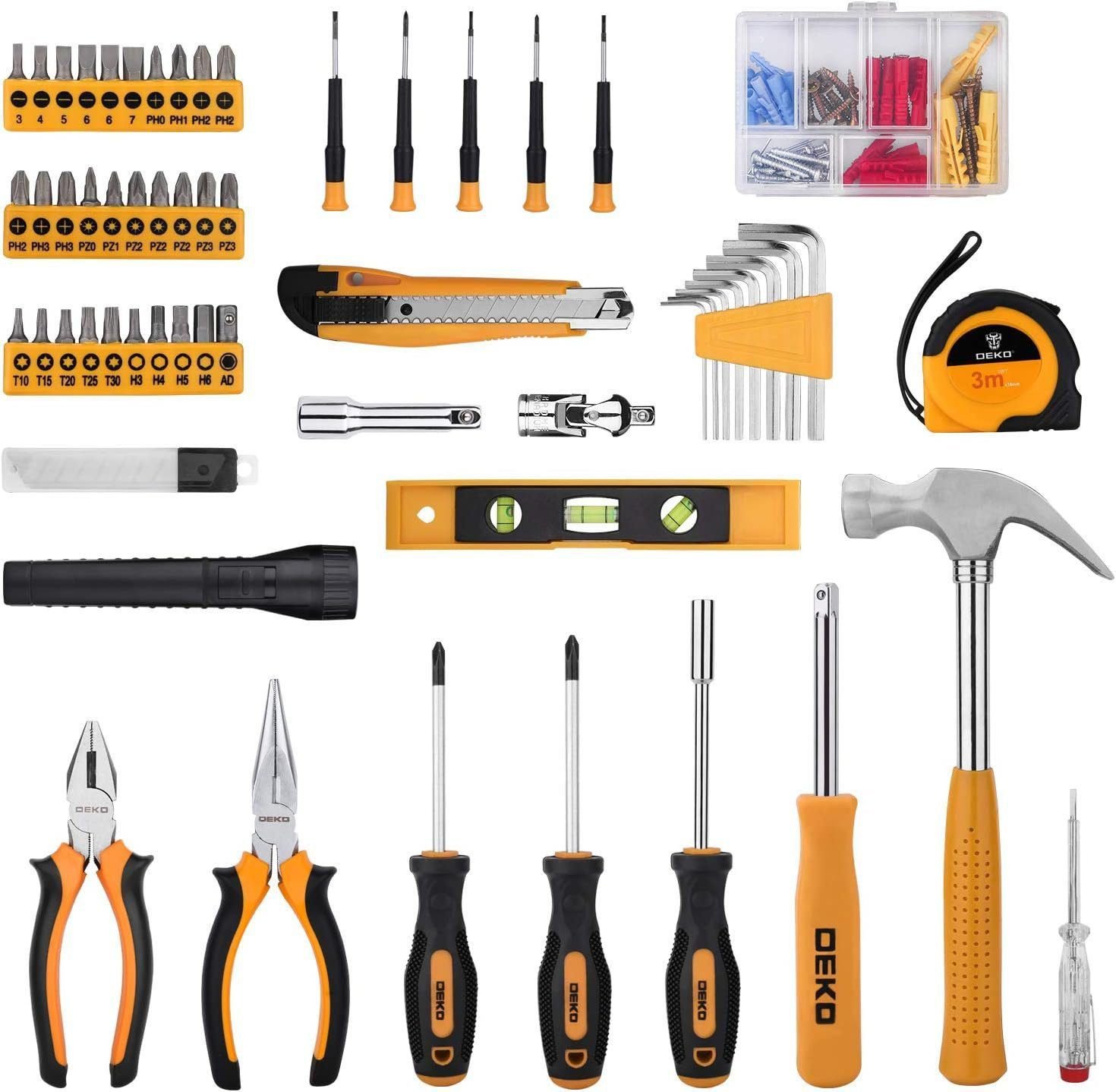 DEKOPRO 208 Piece Tool Set,General Household Hand Tool Kit, Auto Repair Tool Box with Plastic Toolbox Storage Case DEKOPRO 208 Piece Tool Set,General Household Hand Tool Kit, Auto Repair Tool Box with Plastic Toolbox Storage Case