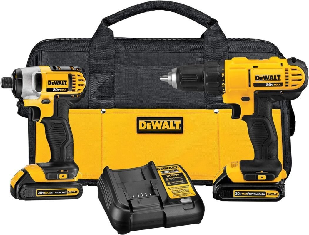 DEWALT 20V MAX Cordless Drill and Impact Driver, Power Tool Combo Kit with 2 Batteries and Charger, Yellow/Black (DCK240C2) DEWALT 20V MAX Cordless Drill and Impact Driver, Power Tool Combo Kit with 2 Batteries and Charger, Yellow/Black (DCK240C2)