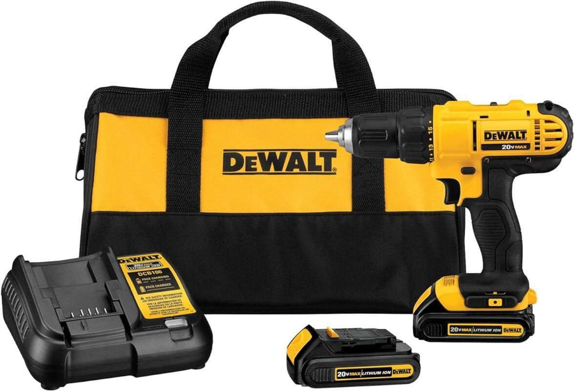 DEWALT 20V Max Cordless Drill / Driver Kit, Compact, 1/2-Inch (DCD771C2), Dewalt Yellow DEWALT 20V Max Cordless Drill / Driver Kit, Compact, 1/2-Inch (DCD771C2), Dewalt Yellow