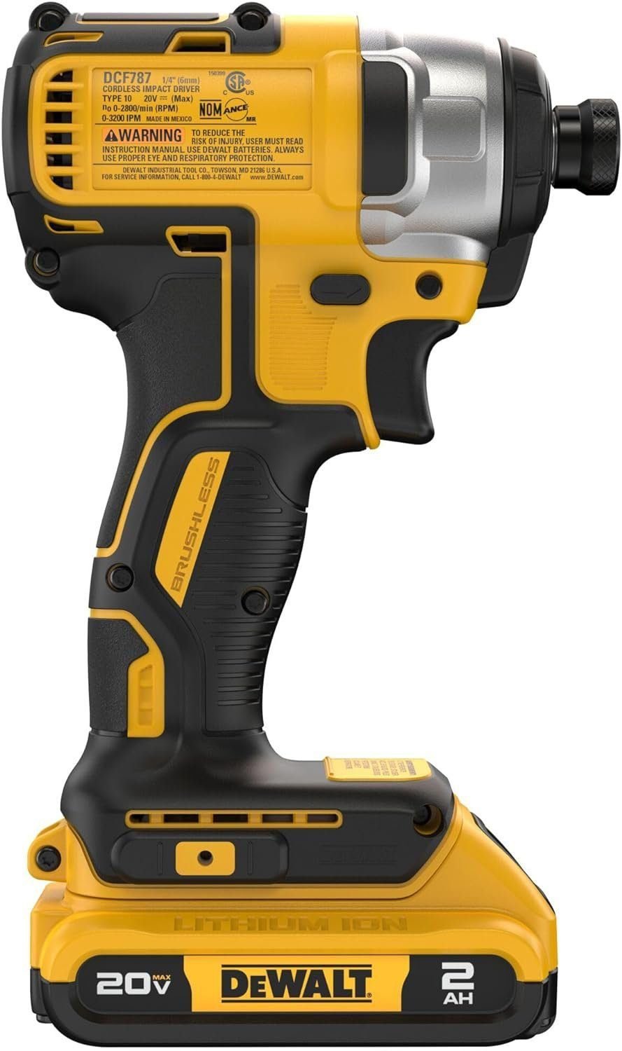 DEWALT 20V MAX Impact Driver, 1/4 Inch, Battery and Charger Included (DCF787D1)