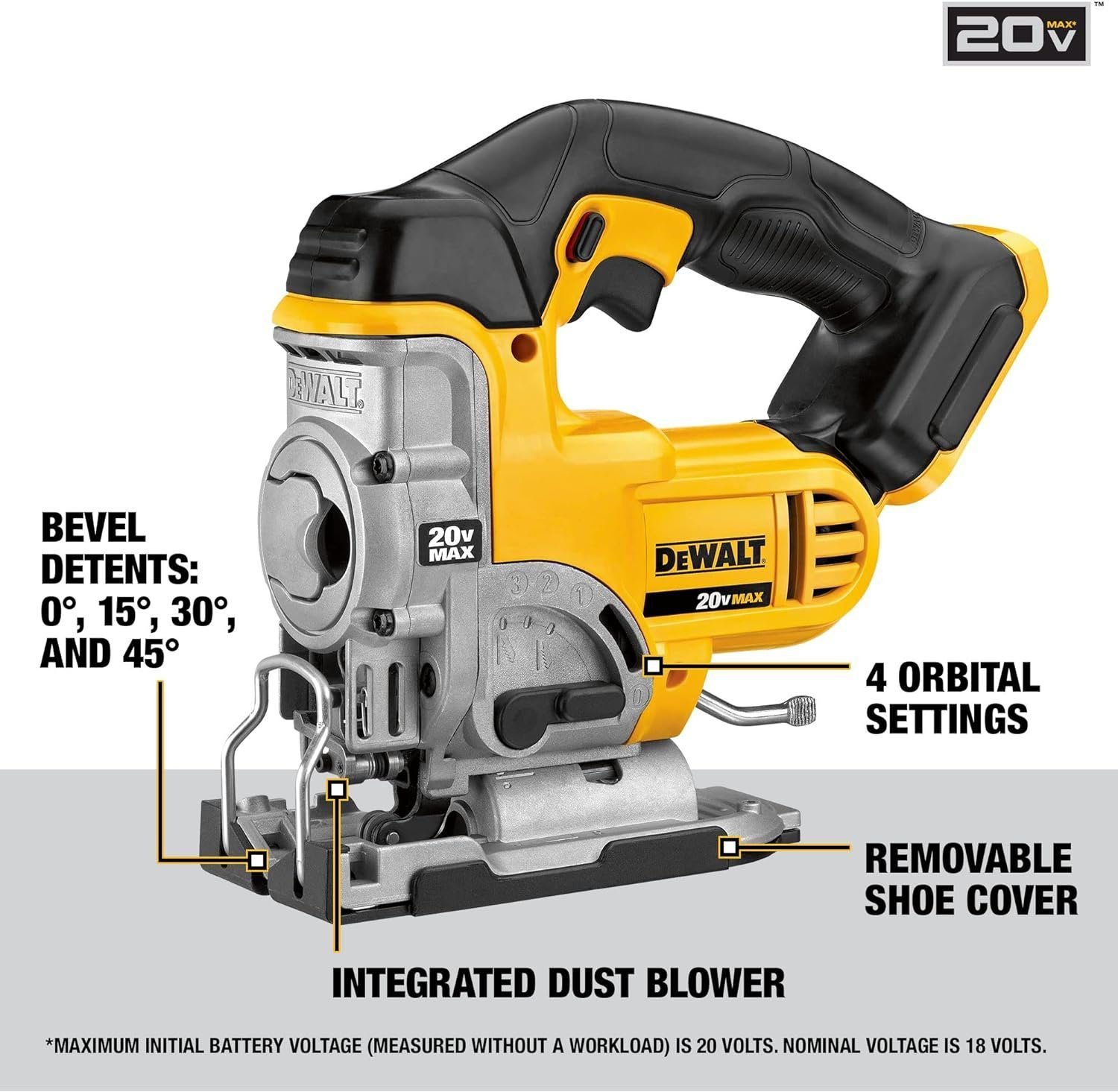 DEWALT 20V MAX Jig Saw, Tool Only (DCS331B) , Black