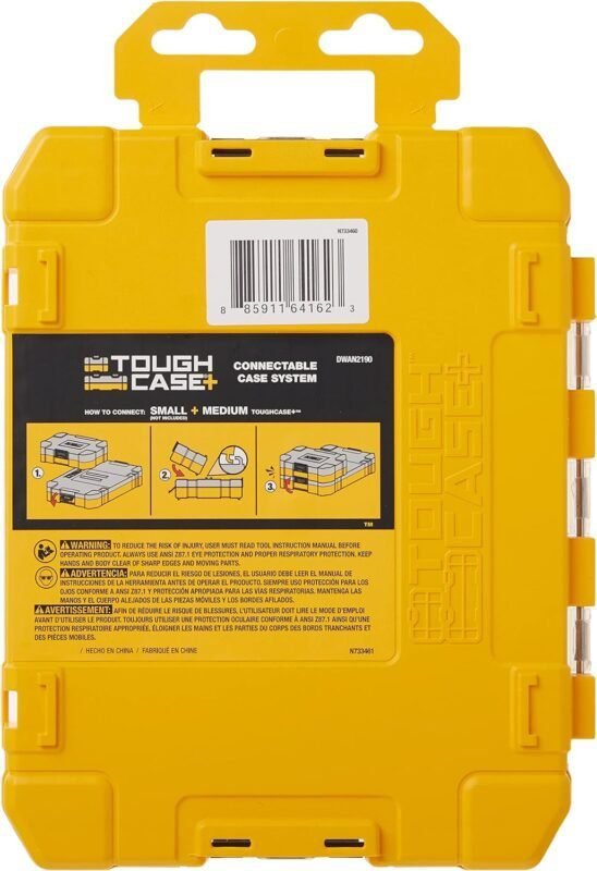 DEWALT TSTAK Tool Box, 8-Compartments, Clear Lid Organizer, Side Latches for Easy Connection, Removable Compartments for Small Tools and Accessories(DWAN2190),Yellow