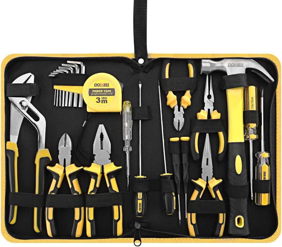 DOWELL 24 Pieces Homeowner Tool Set, Home Repair Hand Tool Kit with Portable Tool Bag DOWELL 24 Pieces Homeowner Tool Set, Home Repair Hand Tool Kit with Portable Tool Bag