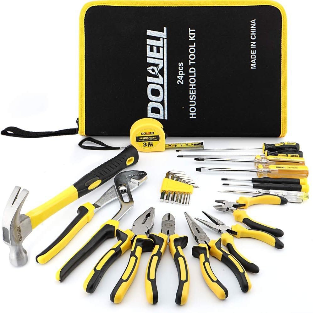 DOWELL 24 Pieces Homeowner Tool Set, Home Repair Hand Tool Kit with Portable Tool Bag DOWELL 24 Pieces Homeowner Tool Set, Home Repair Hand Tool Kit with Portable Tool Bag