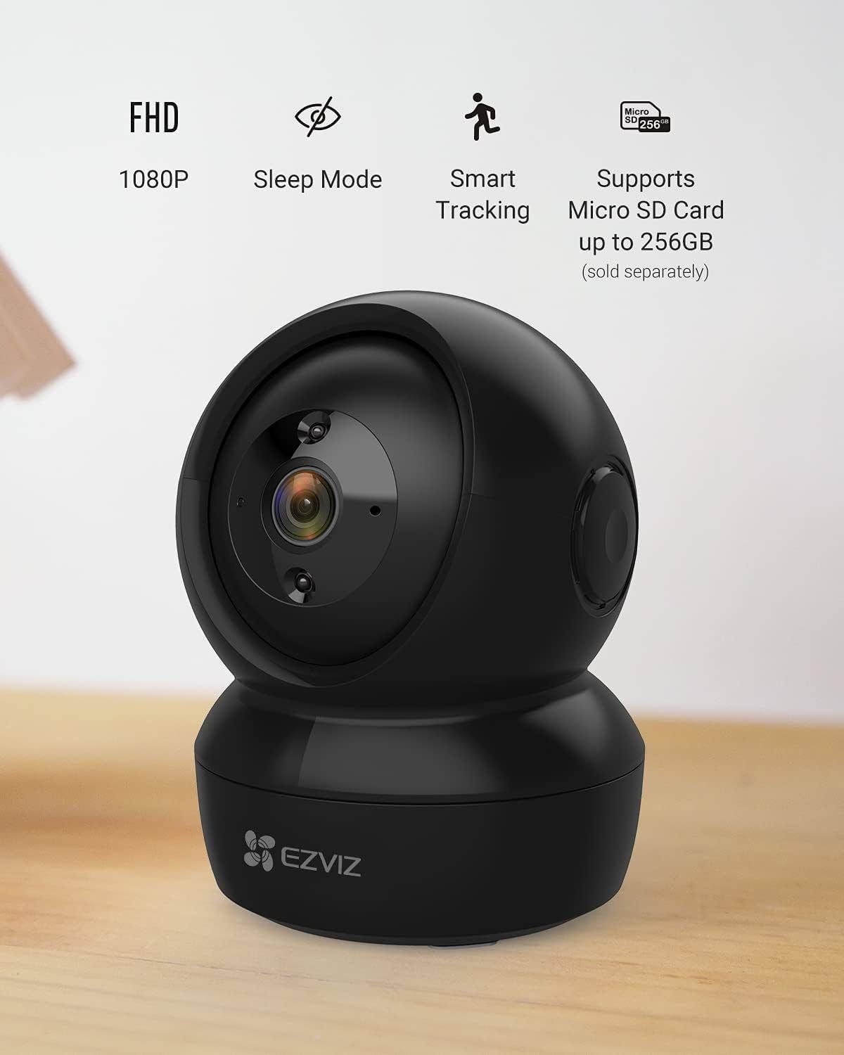 EZVIZ Security Camera Pan/Tilt 1080P Indoor Dome, Smart IR Night Vision, Motion Detection, Auto Tracking, Baby/Pet Monitor, 2-Way Audio, Works with Alexa and Google(C6N)