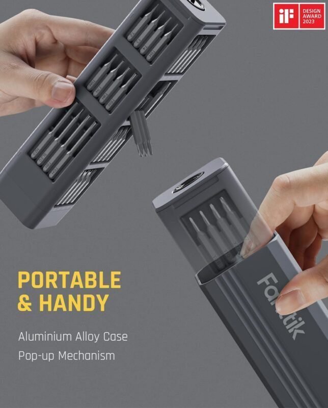 Fanttik E1 Max 3.7V Mini Precision Electric Screwdriver, 50-in-1 Magnetic Bits, 2 Torque Settings, Pop-Up Magnetic Case, 5/32Hex, Repair Tool Set for Phone Camera Laptop Watch