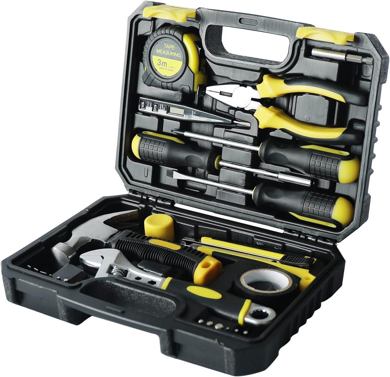 FASITE Tool Set, 24-Piece Home Repair Small Tool Kit, Household Hand Basic DIY Tool Box with Plastic Storage Case