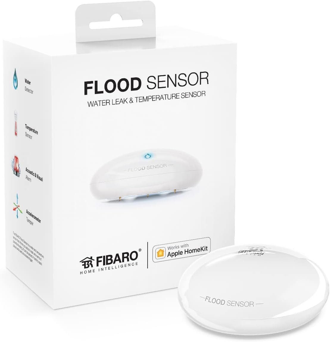 Fibaro FGBHFS-101 Flood, Water  Temperature Sensor Homekit enabled water leakage detector, white