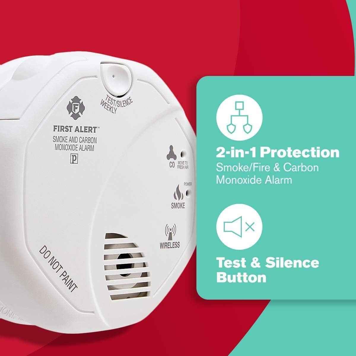 First Alert Battery Powered SCO500B Wireless Interconnected Photoelectric Smoke and Carbon Monoxide Combo Alarm with Voice and Location
