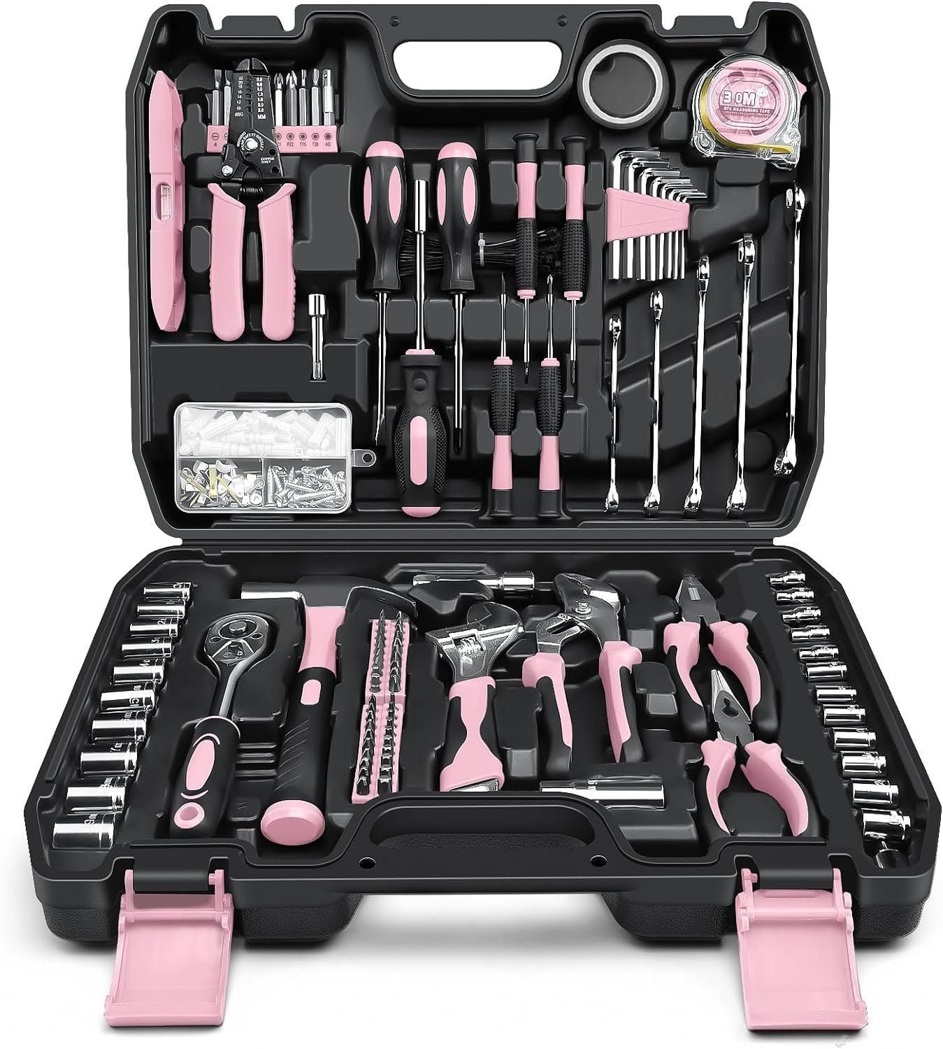 Home Tool Kit 281-PCs - Protable Complete Basic Repair General Hand Tool Set for Men Women - Full Tool Set with Socket Wrench Set Screwdriver Set Hex Keys Pliers Tool Box Case Pink Home Tool Kit 281-PCs - Protable Complete Basic Repair General Hand Tool Set for Men Women - Full Tool Set with Socket Wrench Set Screwdriver Set Hex Keys Pliers Tool Box Case Pink