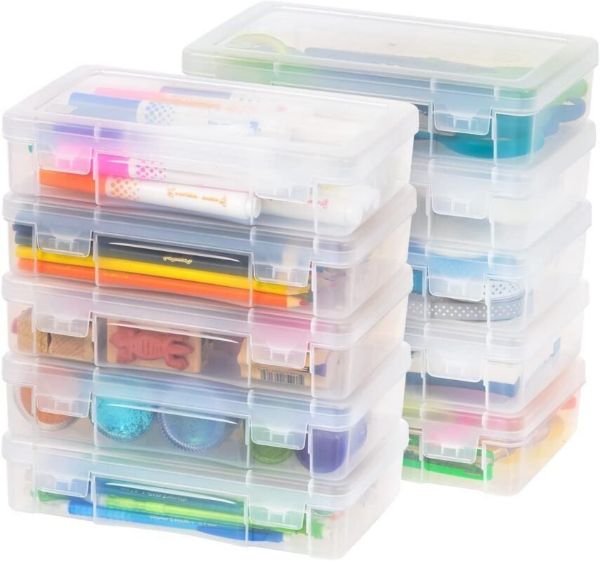IRIS USA 10Pack Medium Plastic Storage Containers with Latching Lid for Pencil Box, Lego, Crayon IRIS USA 10Pack Medium Plastic Storage Containers with Latching Lid for Pencil Box, Lego, Crayon