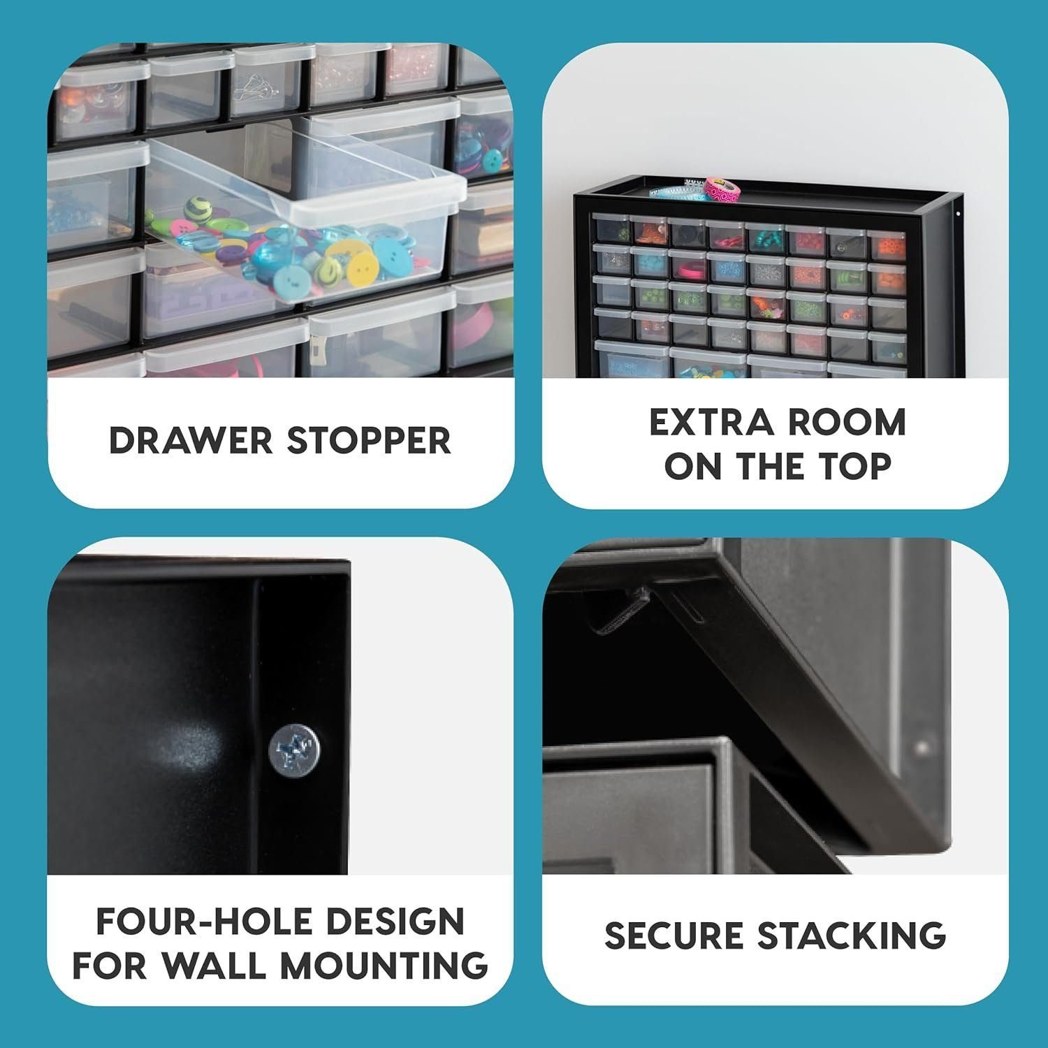 IRIS USA 44 Drawer Parts and Hardware Cabinet, Black