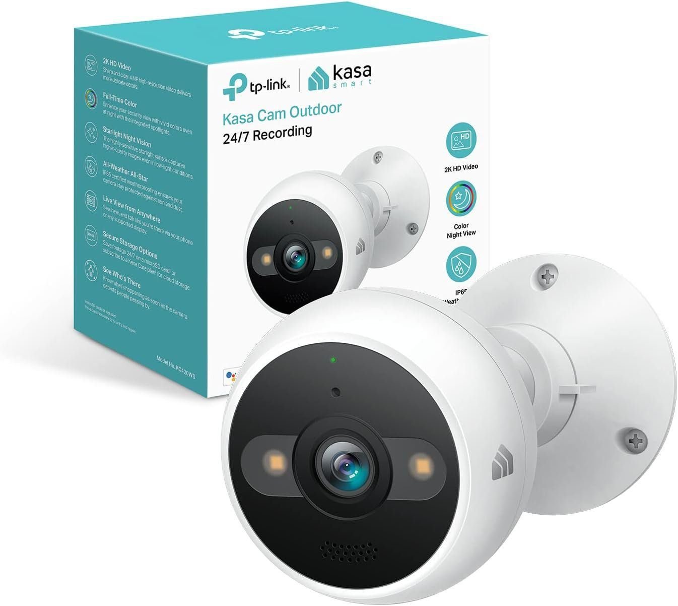 Kasa Smart 2K QHD Security Camera Outdoor Wired, IP65, Starlight Sensor 98Ft Night Vision, Motion/Person Detection, 2 Way Audio w/Siren, Cloud/SD Card Storage, Alexa Google Home Compatible(KC420WS) Kasa Smart 2K QHD Security Camera Outdoor Wired, IP65, Starlight Sensor 98Ft Night Vision, Motion/Person Detection, 2 Way Audio w/Siren, Cloud/SD Card Storage, Alexa Google Home Compatible(KC420WS)