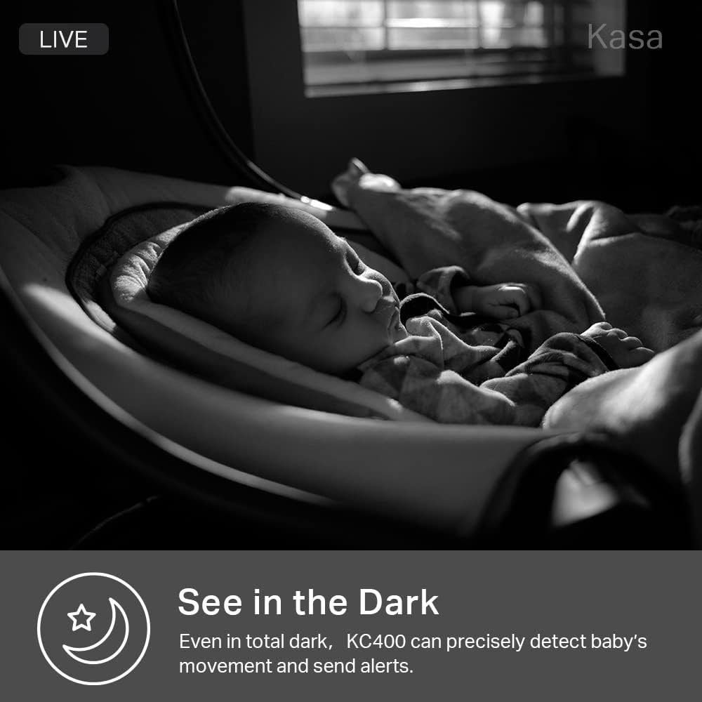 Kasa Smart Security Camera for Baby monitor, 1080p HD Indoor-Camera for Home Security with Motion Detection, Two-Way Audio, Night Vision, Cloud  SD Card Storage, Works with Alexa  Google Home (EC60)