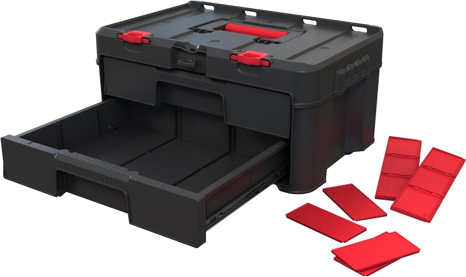 Keter Stack-n-Roll Mobile Tool Storage and Organization, 3 Piece Resin Modular Toolbox System Keter Stack-n-Roll Mobile Tool Storage and Organization, 3 Piece Resin Modular Toolbox System