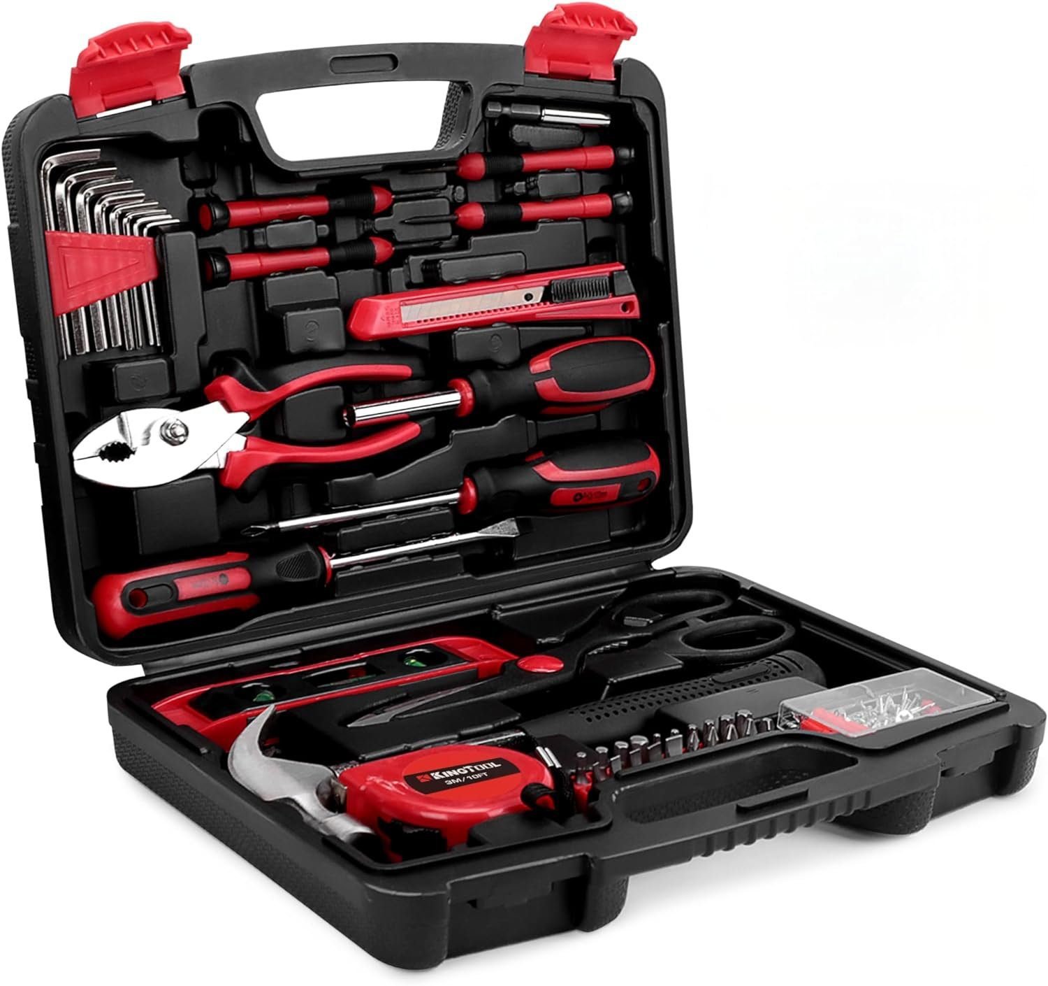KingTool Home Repair Tool Kit - 149 Pieces Basic Home Repair Tool Set, General Mechanic Tool Set, General Household Tool Kit with Plastic Toolbox, Perfect for Homeowner, Office College Repairs KingTool Home Repair Tool Kit - 149 Pieces Basic Home Repair Tool Set, General Mechanic Tool Set, General Household Tool Kit with Plastic Toolbox, Perfect for Homeowner, Office College Repairs