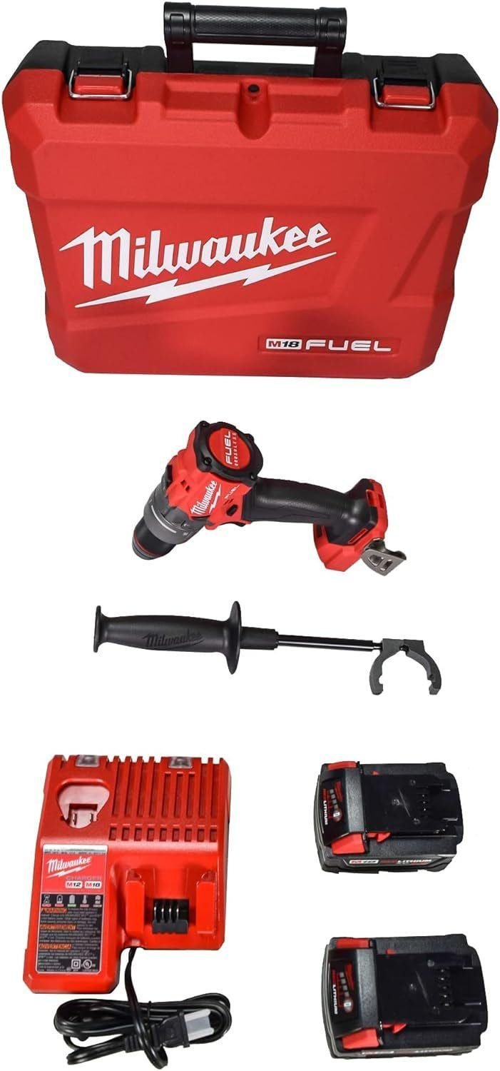 Milwaukee 2904-22 12V 1/2 Hammer Drill/Driver Kit with (2) 5.0Ah Batteries, Charger Tool Case Red Milwaukee 2904-22 12V 1/2 Hammer Drill/Driver Kit with (2) 5.0Ah Batteries, Charger Tool Case Red