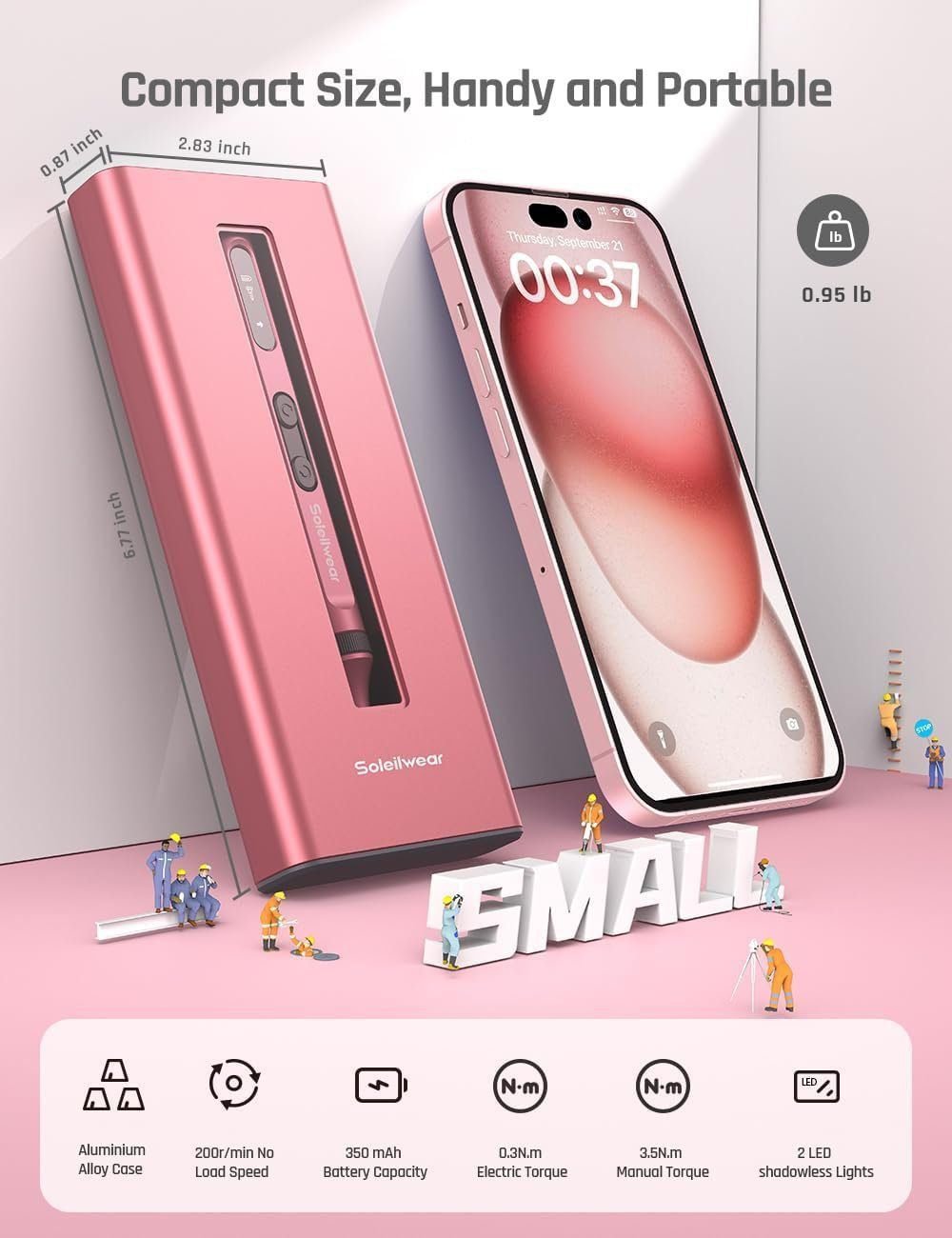 Mini Electric Screwdriver, 52 in 1 Electric Screwdriver Kit with 48 Magnetic Bits, Soleilwear Precision Screwdriver Cordless Repair Tool for Phone Camera Laptop Watch