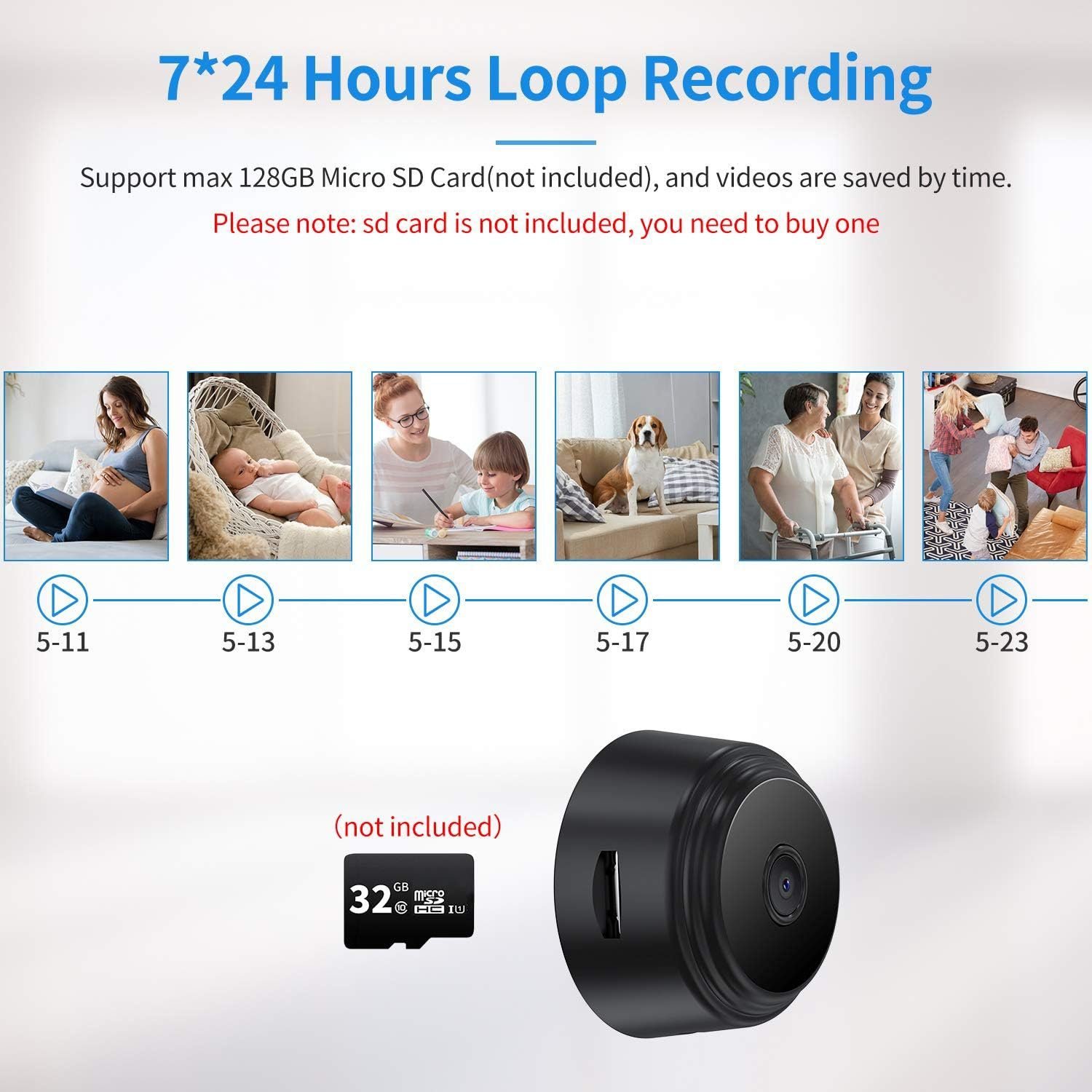 Mini Spy Camera WiFi Hidden Camera Small Camera for Spying Room Camera Night Vision Home Security Camera Nanny Cam Pet Camera Baby Camera