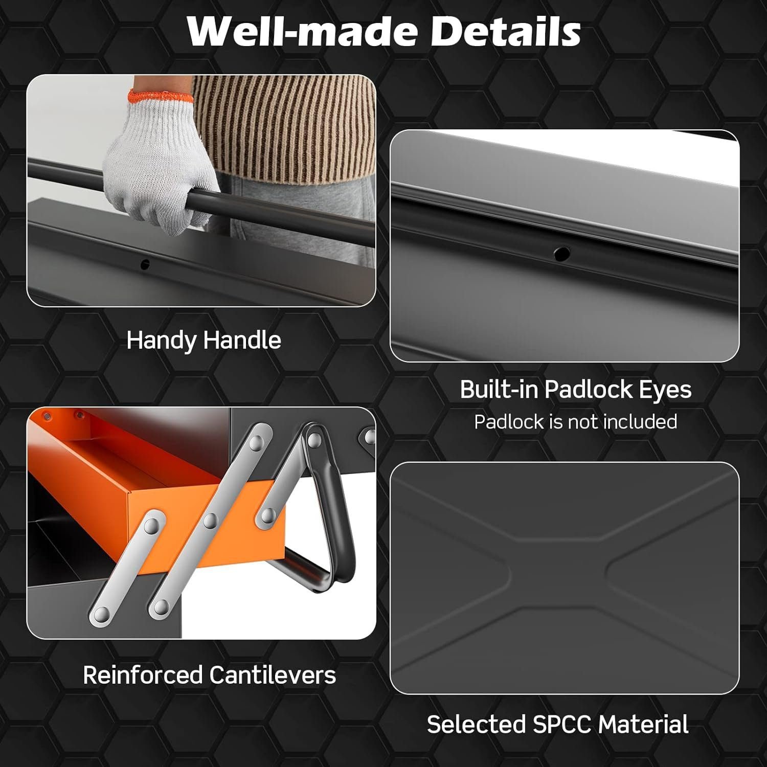 Nightcore 27” x 21” x 8.5” Metal Tool Box, 5-Tray Cantilever Tool Box with 3 Levels Fold Out Organizer Storage, Portable Folding Tool Organizer with Padlock Eyes Nightcore 27” x 21” x 8.5” Metal Tool Box, 5-Tray Cantilever Tool Box with 3 Levels Fold Out Organizer Storage, Portable Folding Tool Organizer with Padlock Eyes