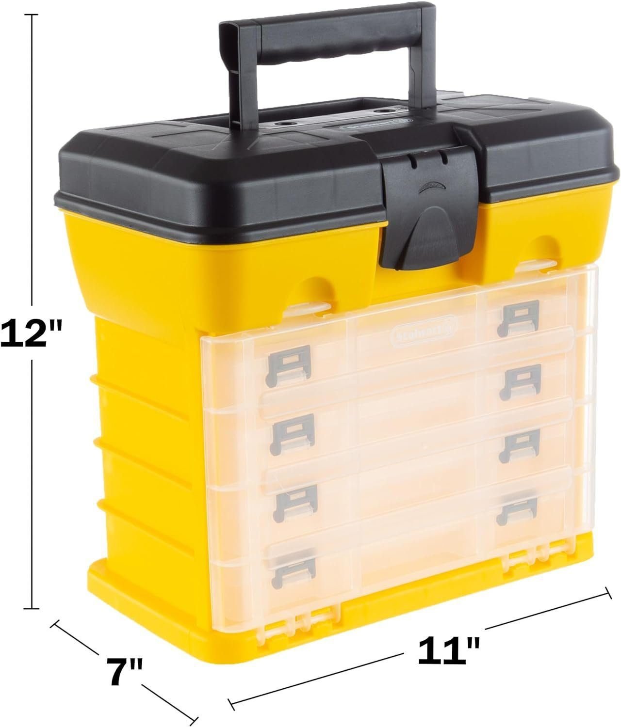 Portable Tool Box - Small Parts Organizer with Drawers and Customizable Compartments for Hardware, Tackle, Beads, or Crafts by Stalwart (Light Blue)