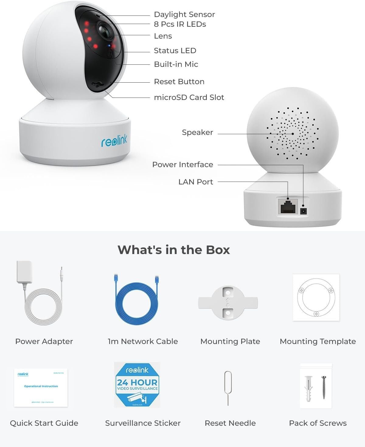 REOLINK 4MP Indoor Security Camera, E1 Pro Plug-in Pet Camera Support 2.4/5 GHz WiFi, 360 Degree Baby/Dog Monitor with Auto Tracking, Person/Pet Detection, Night Vision, 2 Way Audio, Local Storage