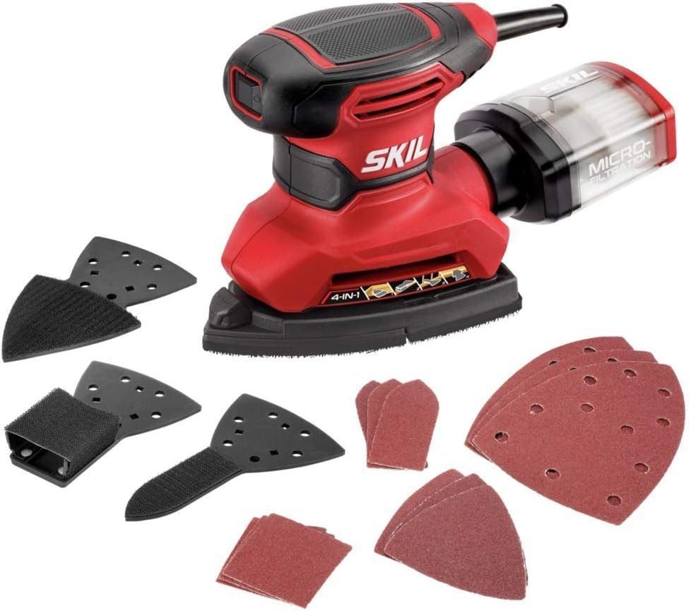 SKIL Corded Multi-Function Detail Sander with Micro-Filter Dust Box 3 Additional Attachments 12pc Sanding Sheet- SR232301 SKIL Corded Multi-Function Detail Sander with Micro-Filter Dust Box 3 Additional Attachments 12pc Sanding Sheet- SR232301