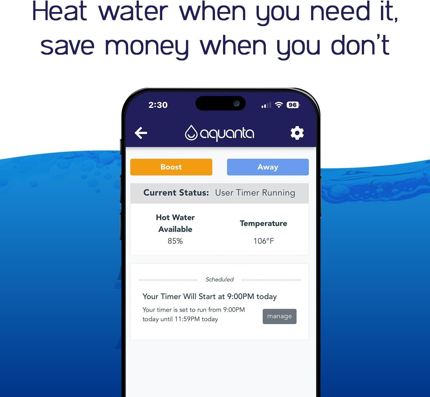 Smart Water Heater Timer. Heat Water When You Need It, When You Don’t. Fast Installation, Easy to Use, for Gas Water Heaters Only.