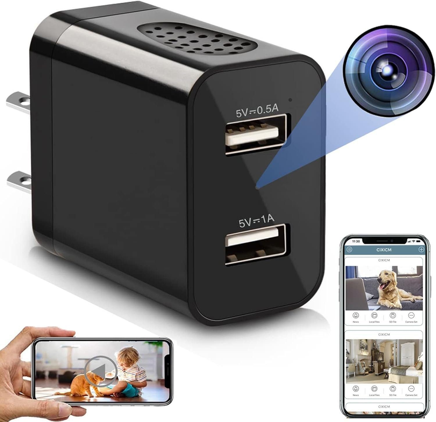 Spy Camera Hidden Camera - WiFi Hidden Camera Charger with Remote View- HD 1080P - Spy Cam - Nanny Cam Hidden Camera - Small Secret Camera - Premium Indoor Hidden Security Camera- Motion Detection Spy Camera Hidden Camera - WiFi Hidden Camera Charger with Remote View- HD 1080P - Spy Cam - Nanny Cam Hidden Camera - Small Secret Camera - Premium Indoor Hidden Security Camera- Motion Detection