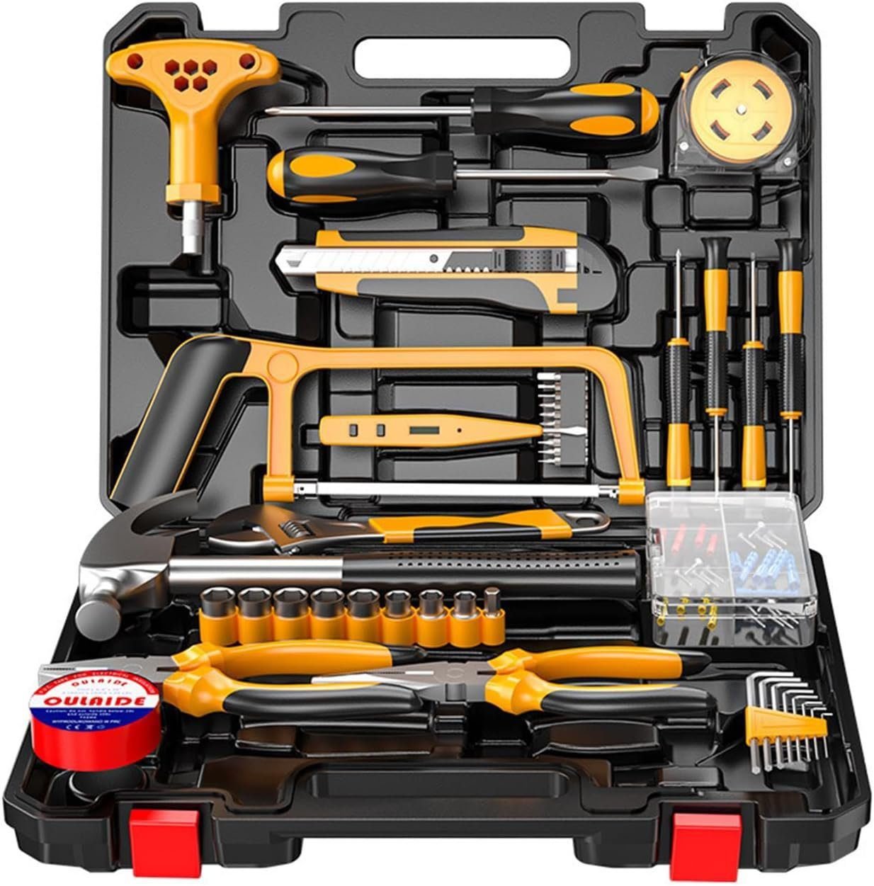 Sutlumisi Home Tool Kit 182 Pcs, Home Repair portable Tool Set, Household Basic Tool Kit with Plastic Toolbox Storage Case for Apartment, Home Maintenance  DIY Project, Auto Repair