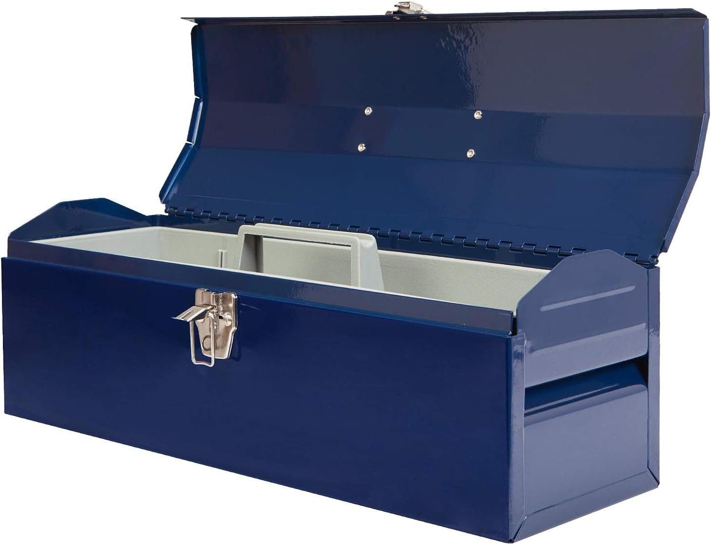 TCE ATB101U-1 Torin Portable Steel Tool Box: 19 Hip Roof Style with Metal Latch Closure and Removable Storage Tray, Blue