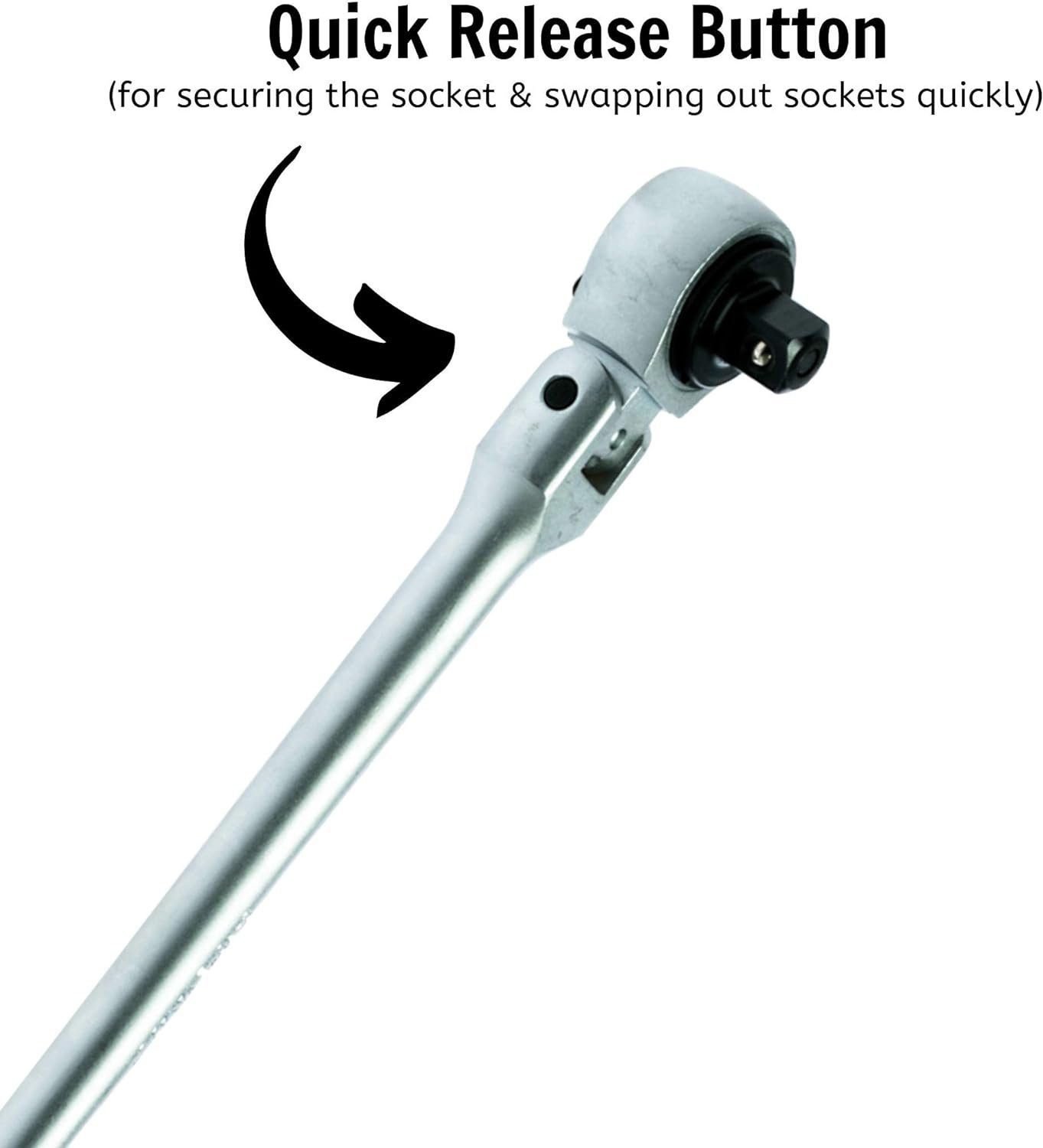 Teng Tools 1/2 Inch Drive 45 Teeth 15.7 Inch / 400mm Long Arm Flexible Head Ratchet - 1200F, Multicoloured Teng Tools 1/2 Inch Drive 45 Teeth 15.7 Inch / 400mm Long Arm Flexible Head Ratchet - 1200F, Multicoloured